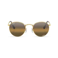 ray-ban lunettes de soleil chromance à monture ronde - or
