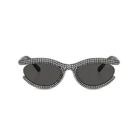 swarovski lunettes de soleil ovales ornées de cristaux - noir