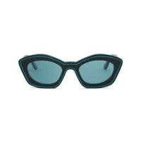 marni lunettes de soleil ovales à logo imprimé - noir