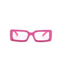 dolce & gabbana eyewear lunettes de soleil rectangulaires à logo - rose