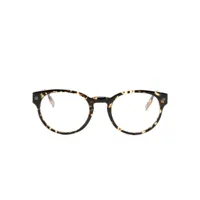 zegna lunettes de vue rondes à effet écailles de tortue - marron