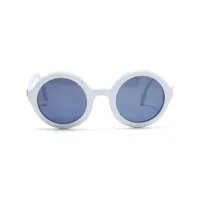 chanel pre-owned lunettes de soleil rondes à logo cc - blanc