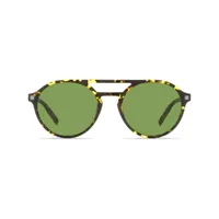 zegna lunettes de soleil rondes à effet écailles de tortue - marron