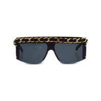 chanel pre-owned lunettes de soleil à détail de chaîne (années 1990-2000) - noir
