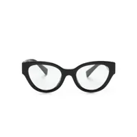 miu miu eyewear lunettes de vue rondes à plaque logo - noir
