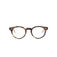 thom browne eyewear lunettes de vue rondes à effet écailles de tortue - marron
