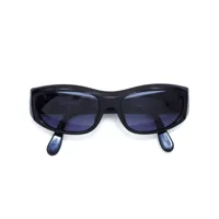 chanel pre-owned lunettes de soleil cc à monture ovale (années 2000) - noir