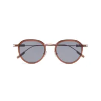 zegna lunettes de soleil à monture ronde - marron