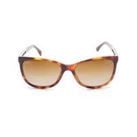 chanel pre-owned 1986-1988 tortoiseshell-effect d-frame sunglasses - marron