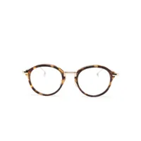 thom browne eyewear lunettes de vue rondes à effet écailles de tortue - marron
