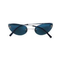 chanel pre-owned lunettes de soleil à monture ovale - bleu