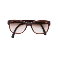 chanel pre-owned 2000s camellia rectangle-frame sunglasses - marron