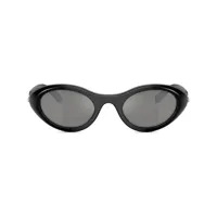 diesel lunettes de soleil ovales à plaque logo - noir