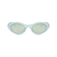 diesel lunettes de soleil ovales à plaque logo - bleu