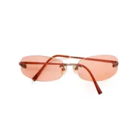 chanel pre-owned lunettes de soleil à monture ovale - orange