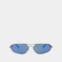 lunettes de soleil - balenciaga - métal - ruthenium/bleu